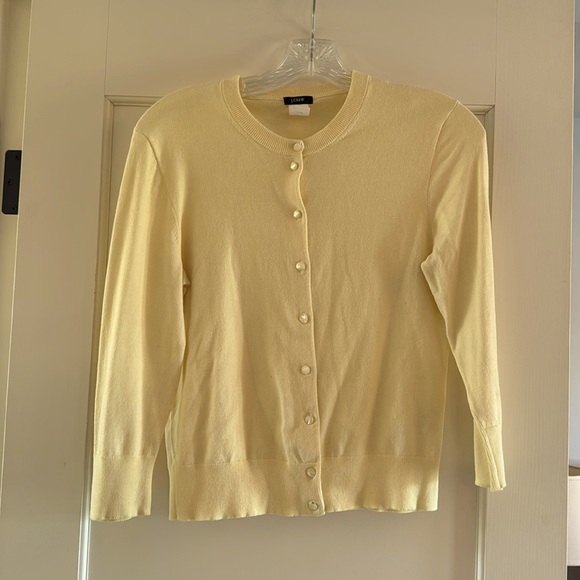 J. Crew Sweaters - J Crew 3/4 sleeve cardigan - pale yellow